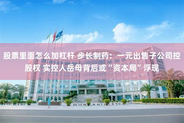 股票里面怎么加杠杆 步长制药：一元出售子公司控股权 实控人岳母背后或“资本局”浮现