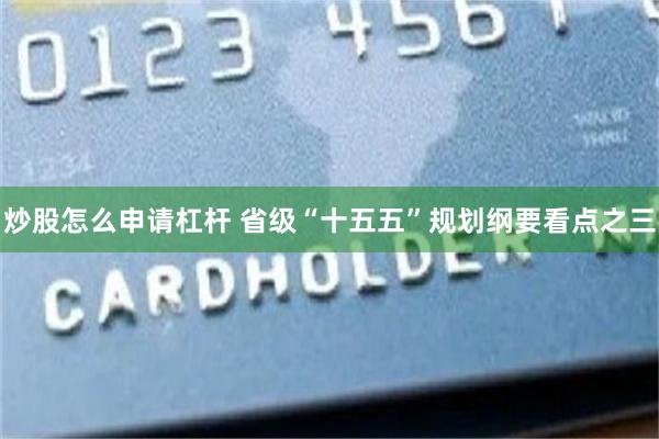 炒股怎么申请杠杆 省级“十五五”规划纲要看点之三