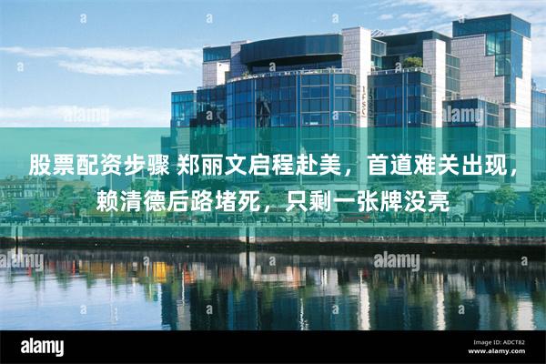 股票配资步骤 郑丽文启程赴美，首道难关出现，赖清德后路堵死，只剩一张牌没亮