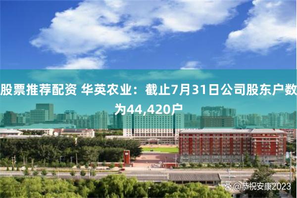 股票推荐配资 华英农业：截止7月31日公司股东户数为44,420户