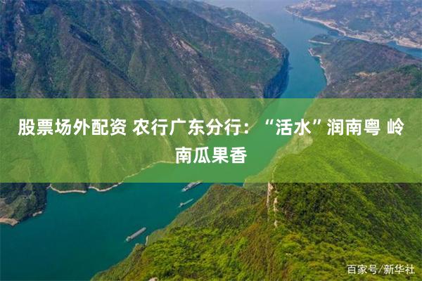 股票场外配资 农行广东分行：“活水”润南粤 岭南瓜果香