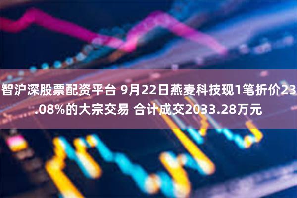 智沪深股票配资平台 9月22日燕麦科技现1笔折价23.08%的大宗交易 合计成交2033.28万元
