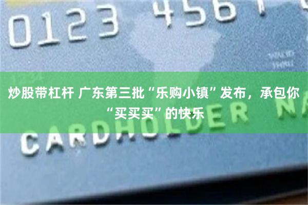 炒股带杠杆 广东第三批“乐购小镇”发布，承包你“买买买”的快乐
