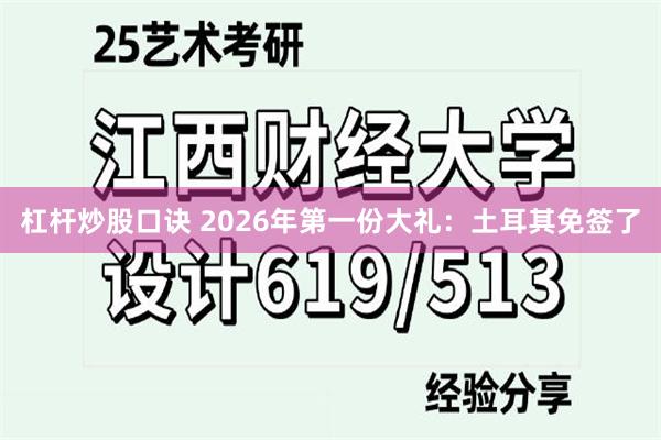 杠杆炒股口诀 2026年第一份大礼：土耳其免签了