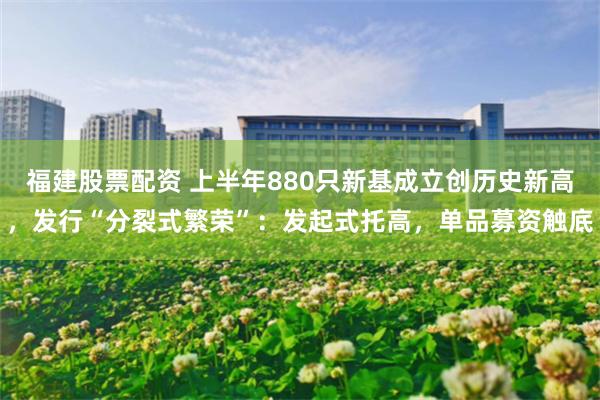 福建股票配资 上半年880只新基成立创历史新高，发行“分裂式繁荣”：发起式托高，单品募资触底