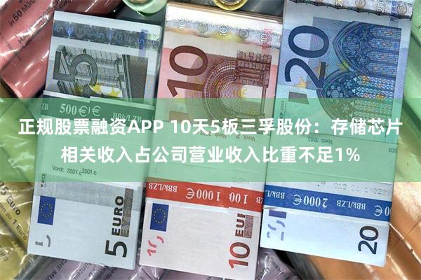 正规股票融资APP 10天5板三孚股份：存储芯片相关收入占公司营业收入比重不足1%