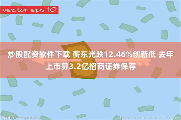 炒股配资软件下载 蘅东光跌12.46%创新低 去年上市募3.2亿招商证券保荐