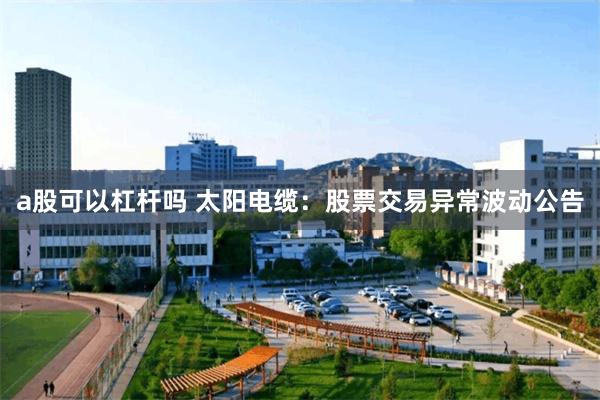a股可以杠杆吗 太阳电缆：股票交易异常波动公告