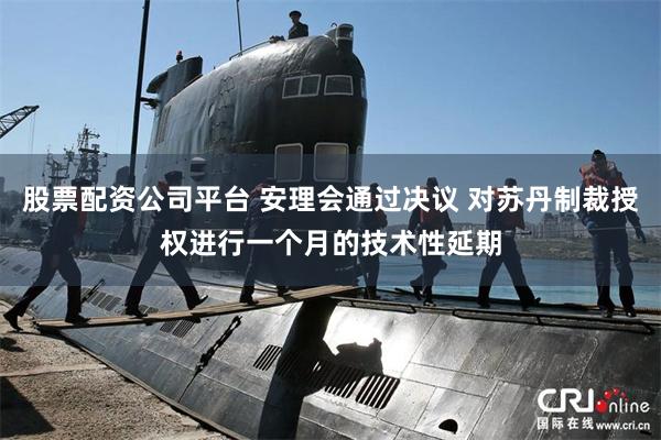 股票配资公司平台 安理会通过决议 对苏丹制裁授权进行一个月的技术性延期
