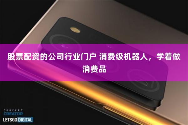 股票配资的公司行业门户 消费级机器人，学着做消费品