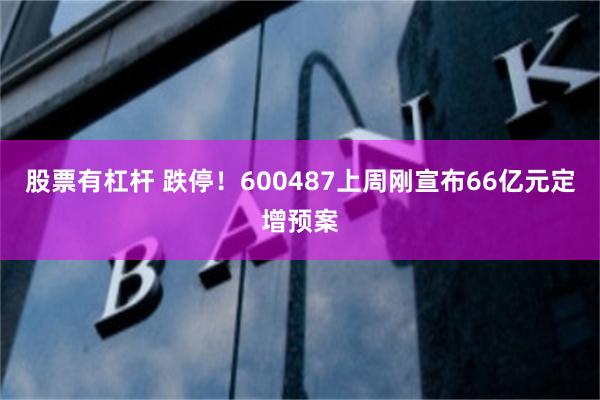 股票有杠杆 跌停！600487上周刚宣布66亿元定增预案