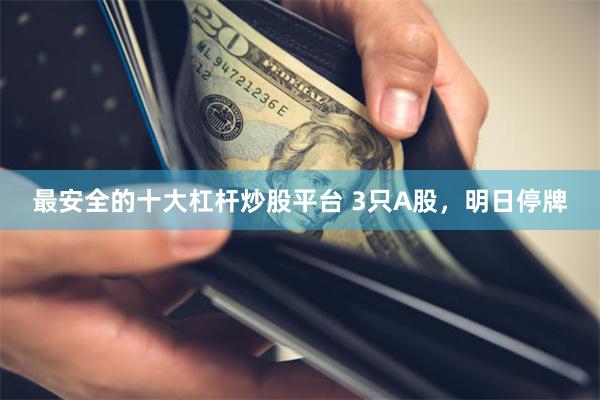 最安全的十大杠杆炒股平台 3只A股，明日停牌