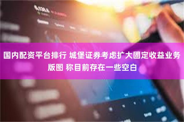 国内配资平台排行 城堡证券考虑扩大固定收益业务版图 称目前存在一些空白